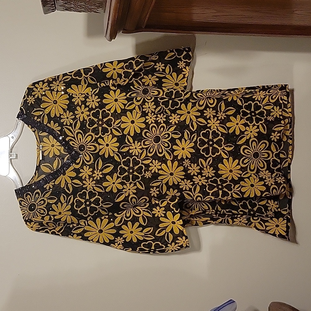 Beautiful Made in India sheer floral bathing suit cover up
